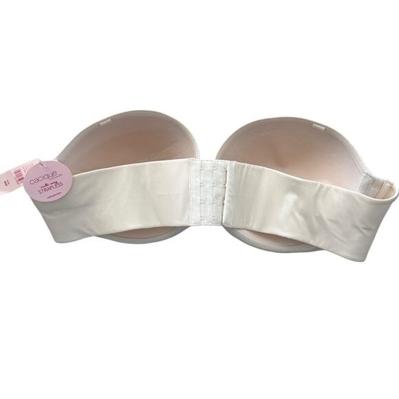 Cacique 40D Cream Multi-way Strapless Underwire Bra Padded Clear Straps NEW - Picture 5 of 9